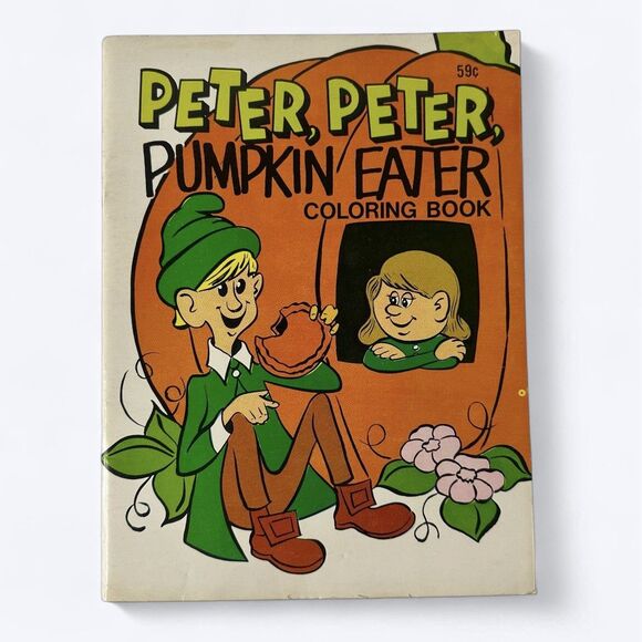 Vtg Peter Peter Pumpkin Eater Coloring Book Fairy Tales Nursery Rhymes Uncolored - Picture 1 of 9